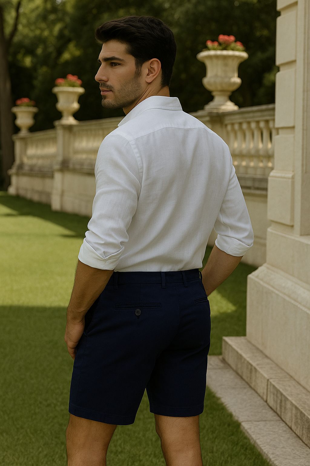 Short Alfaiataria Masculino Marinho com Bolsos Embutidos - Imagem 2